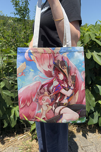 ZipZap Chasca Genshin Impact V5 Double-Sided Canvas Print Tote Bag Anime Bag
