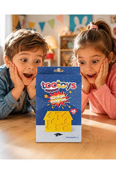 Tootoys 8'li Çılgın Tangram Ahşap Zeka Oyunu | Mantık, Dikkat ve Problem Çözme Oyunu | 6 Yaş+
