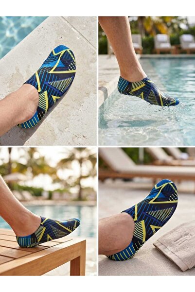 Erkek Deniz ve Havuz Ayakkabısı Kaydırmaz Aqua Shoes Hızlı Kuruyan Plaj Su Ayakkabısı Desenli