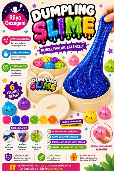 Rüya Gezegeni Dumpling Slime Simli Çin Mantısı Oyun Jeli - Stres Giderici - E...