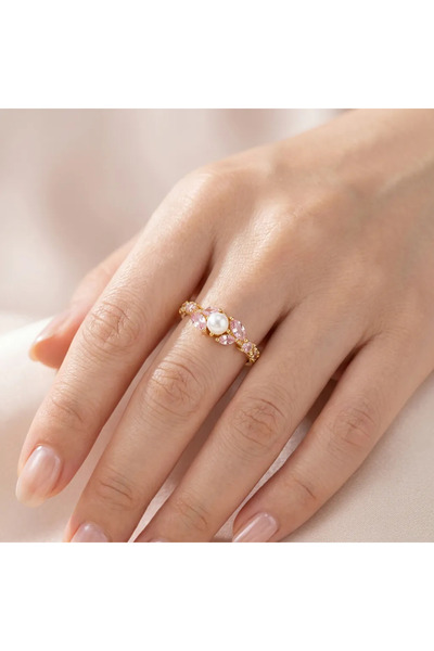 FASHION Pearl and Pink Zircon Stone Adjustable Women's Ring