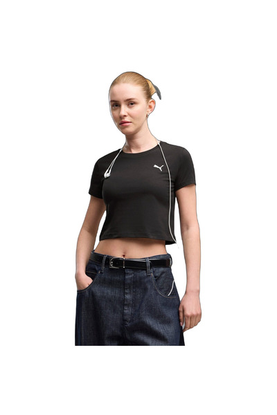 Puma T-shirt Wardrobe Ess Baby Tee, Black, Women