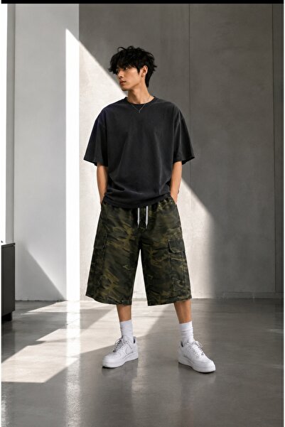 eyonnwear Men's Camouflage Patterned Oversize Baggy Bermuda Shorts with Cargo...