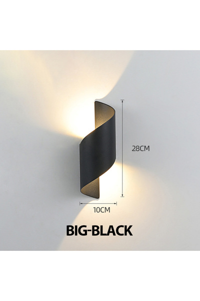 Choice4 مصباح حائط LED بتصميم حلزوني كبير أسود 3000 كلفن أبيض دافئ 10 وات مصا...