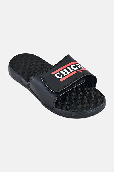 iSlide Men Chicago Bulls Bar Slip On Slides, Black