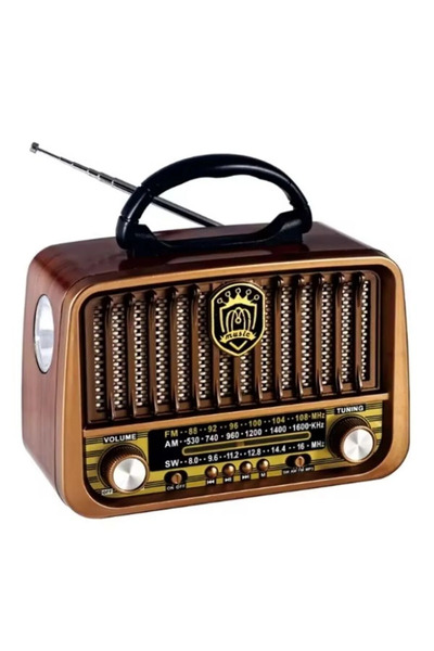 VOLEMİ Bluetooth Nostaljik Taşınabilir Radyo FM AM SW USB TF Kart Destekli LED Fenerli Şarjlı 5W Retro Radyo