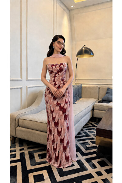 Generic Brand Long Evening Dress Beaded Crystal Embroidered Evening Gown with...