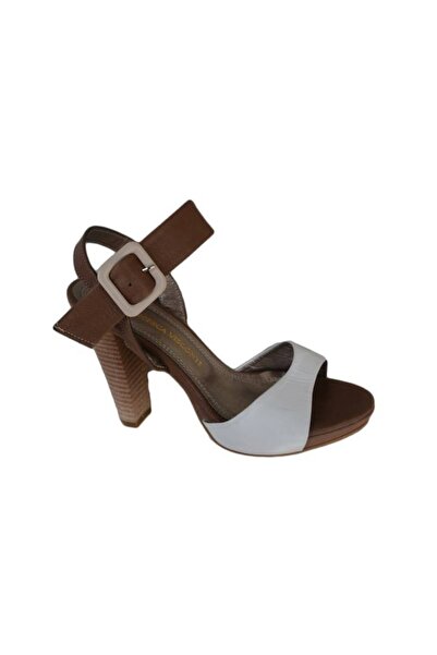 OEM Sandale elegante,din piele naturala, cu toc inalt, bicolore