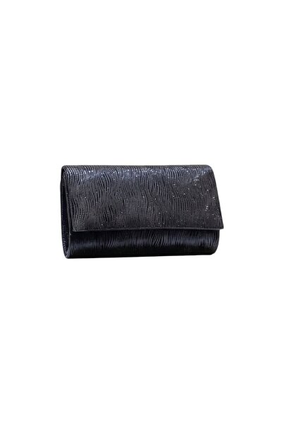 Sose Moda Envelope Model Sparkling Portfolio Evening Bag - Black Glitter