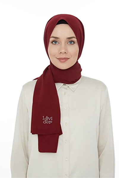 Yüsra Shop شال حرير المدينة بلون أحمر نبيذي من ليفيدور