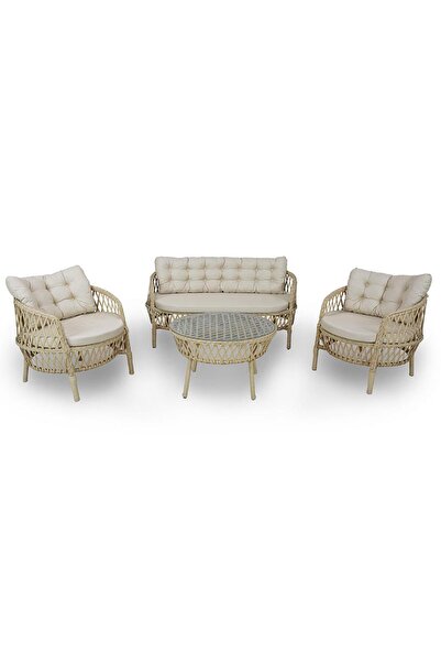 Alle Garden Maestro Rattan Bahçe Balkon Takımı 2+1+1 Sehpalı vintage Bahçe Mo...