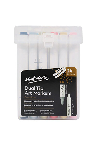 Mont Marte Set Markere Alcool Premium 24 Buc, Dual Tip, în Cutie