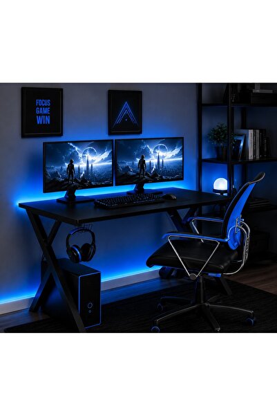 Homedora MODERN MASA RGB LED Aydınlatmalı Oyuncu ve Çalışma Masası – Kumandal...