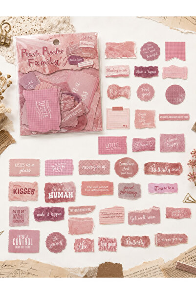 hediyeofisi Pastel Yazı Scrapbook Sticker Seti 25 Adet