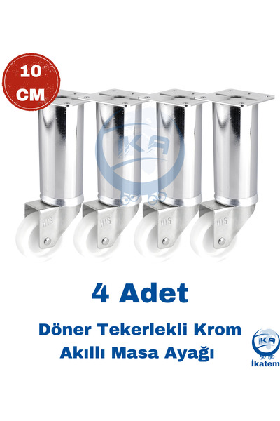 BlackBird Home 4 Adet Döner Tekerlekli Krom Sihirli Akıllı Masa Ayağı 10 cm (...