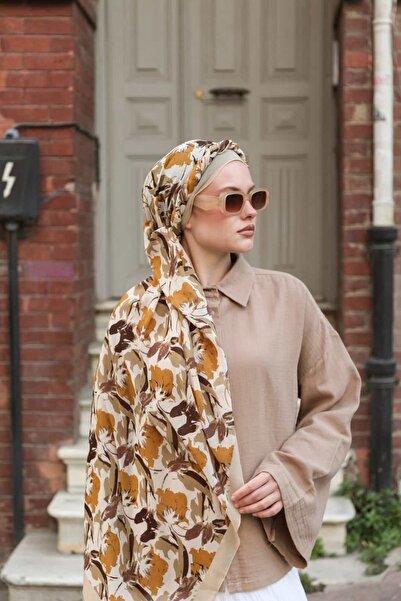 ENRİCO FERRİ Noir Velora Patterned Shawl - Mink Camel