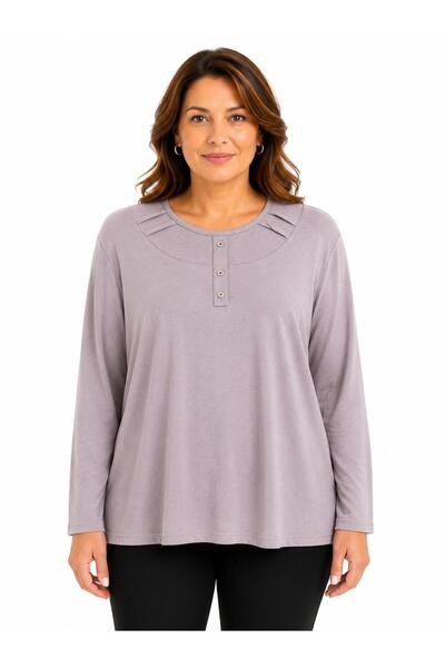 NECO GİYİM Women's Button Patterned Lycra Mother Combed Cotton Blouse