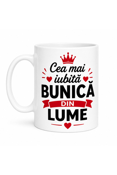 OEM Cana personalizata „Cea mai iubita bunica din lume”, ceramica, 330 ml, ca...