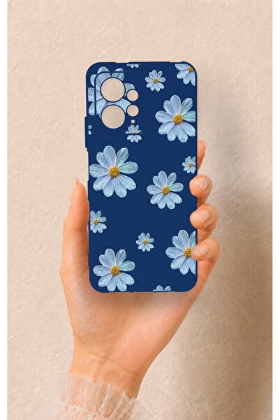 Vip Case Redmi Note 12 4G Uyumlu Mavi Papatya Desenli Silikon Kılıf