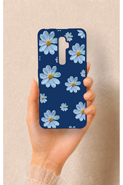 Vip Case Oppo Reno 2Z Uyumlu Mavi Papatya Desenli Silikon Kılıf