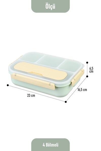 GENC DIJITAL BASKI Lunch Box with Spoon and Fork, 4-Compartment Food Containe...