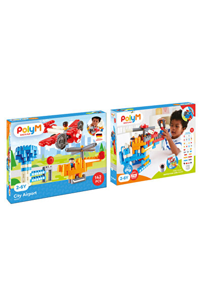 PolyM Set de constructie, PolyM, Lotnisko, 142 elemente, 2+