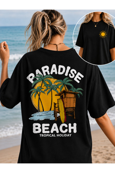 VODEXA Γυναικείο T-Shirt Oversize PARADAYS με στάμπα, 100% βαμβακερό, άνετη ε...