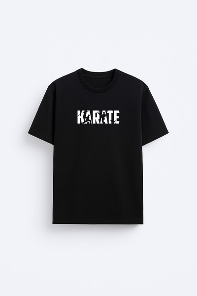cesita Karate Printed Cotton Black T-Shirt T-Shirt