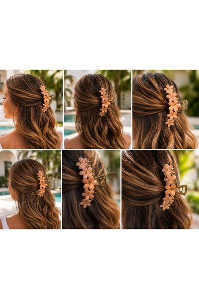 Elmosia Jewelry Pinterest Floral Hairpin Buckle 14K Large Size Korean Style Hair Clip