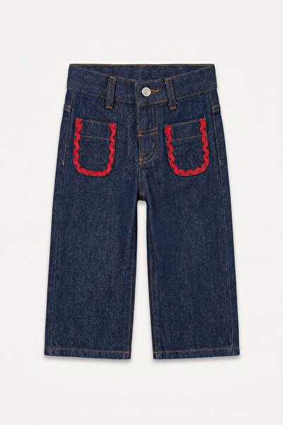 DeFacto Culotte Stripe Border Detailed Pocketed Jean Trousers Baby Girl I0607...