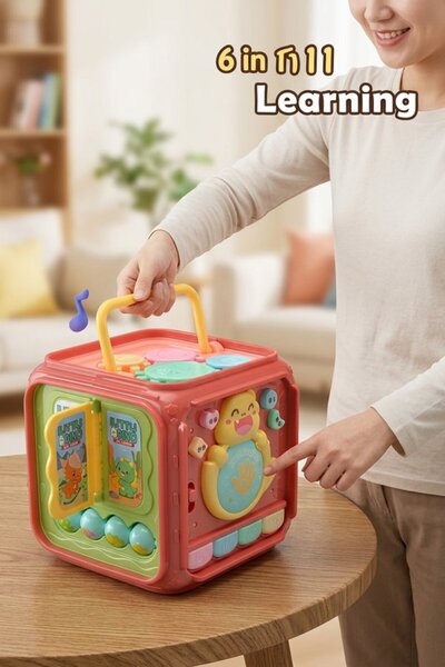 Generic 1 Plastic Musical Activity Cube Sensory Learning Busy Board Portable ...