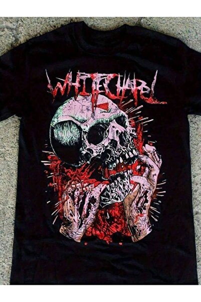 23ERVA Whitechapel Band Graphic Black T-Shirt - Skull Barbed Wire Design, Cot...