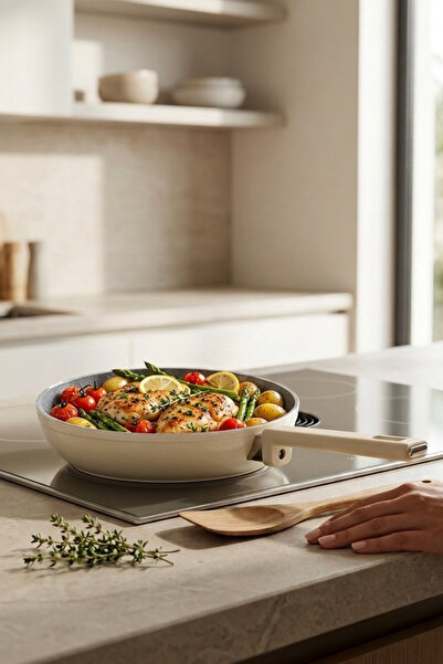 Cooker Cliff 28 cm Ceramic Coated Pan Cream Ckr4644