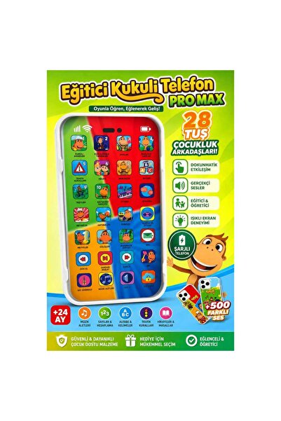 Can Ali Toys Eğitici Kukuli Telefon Pro Max Şarjlı Sesli Işıklı 28 Tuş 24+ Ay