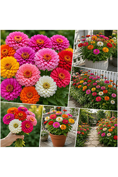 Bloom & Sow Seed Mixed-Color Double-Flowered Zinnia Seeds (100 Seeds) – Heat-...