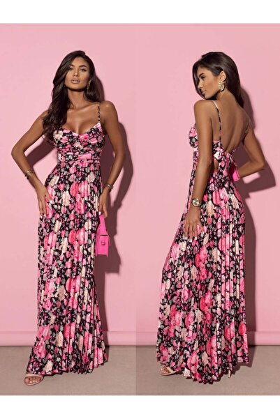 Demhana Boutique Rochie plisată Leyla Floral Negru