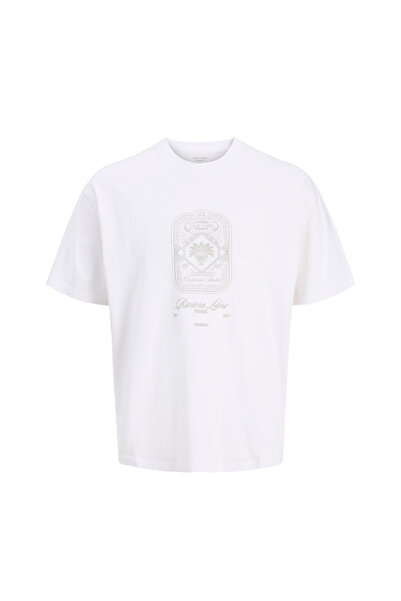 Jack & Jones تي شيرت أبيض للرجال 12295059 JORCASSIS TONAL TEE C NECK