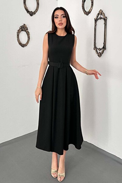 Clothes Fast Women's Mustard Halter Neck Flared Dress