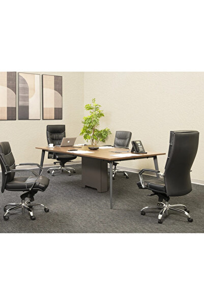 Midas Furniture طاولة اجتماعات مكتبية من فيلسترا باللون البني