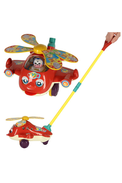 varioshop ®   Играчка за бутане за деца, хеликоптер с въртящи се перки и звън...