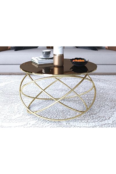 Casafun Masuta sticla securizat rotund, 75 cm, picioare metal, estetic si ele...