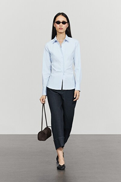 Massimo Dutti Pamuk karışımlı poplin gömlek