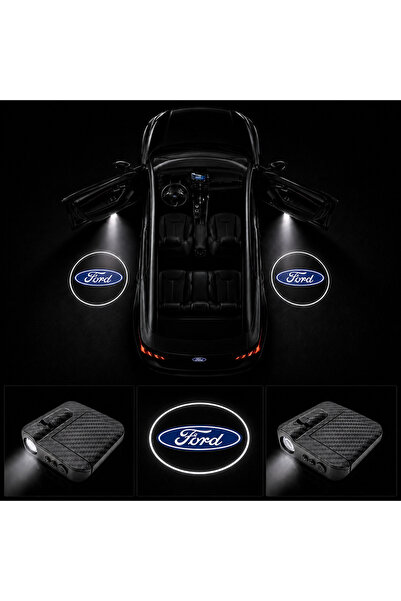 Oto Çizgi Ford Kapı Altı Logo Projektör Led Işığı 2'li Set Pilli Kablosuz Kap...