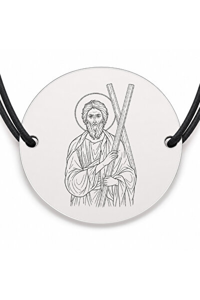 Simoshop Brățară argint 925 cu bănuț Sfântul Andrei, șnur negru reglabil