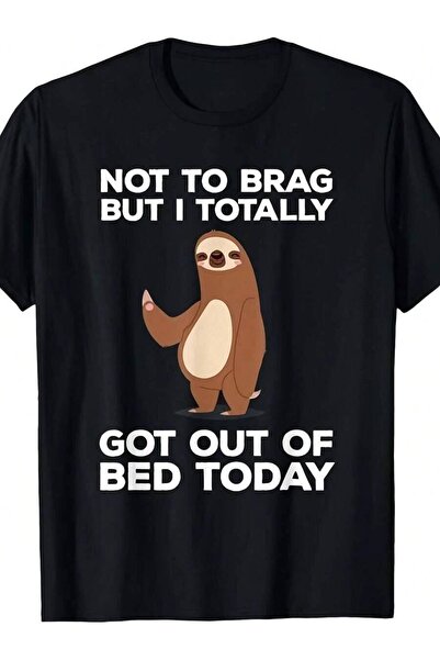 KYMC07 تي شيرت رجالي بطبعة "Funny Sloth Totally Got Out Bed Today" من القطن ا...