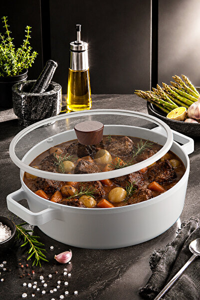 NEOFLAM Fika Ceramic Coating Induction Shallow Pot 26 cm - White