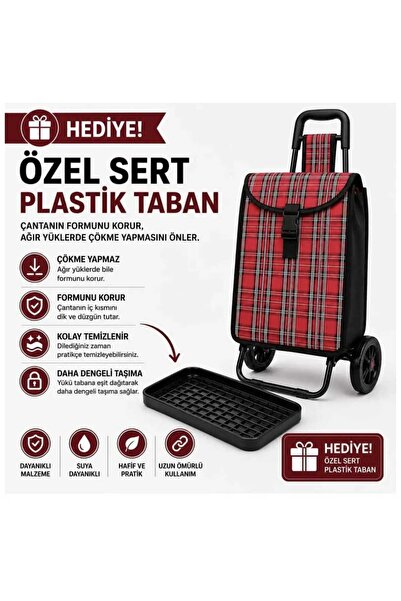 Genel Markalar Su Geçirmez Ekose Pazar Arabası 29 Lt Geniş Hacimli Özel Sert ...