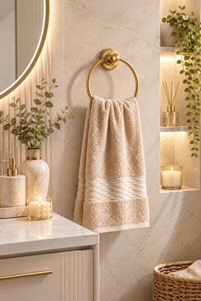 BEYZANA 10 Adet Elissa El Yüz Havlusu 50 x 90 Cm - Taş