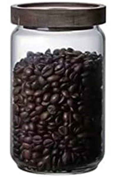 MIBRU Coffee Beans Glass Container Wood Lid Glass Airtight Canister Kitchen S...