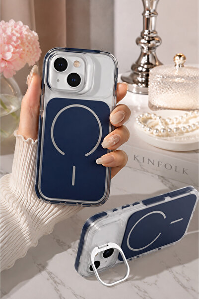 Barbanti iPhone 13 / 14 / 15 Uyumlu MagSafe Metal Kamera Standlı Mat Renkli K...